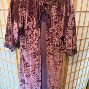 Lush Purple Velvet Front Tie Cape/Cardigan With Fringe Back